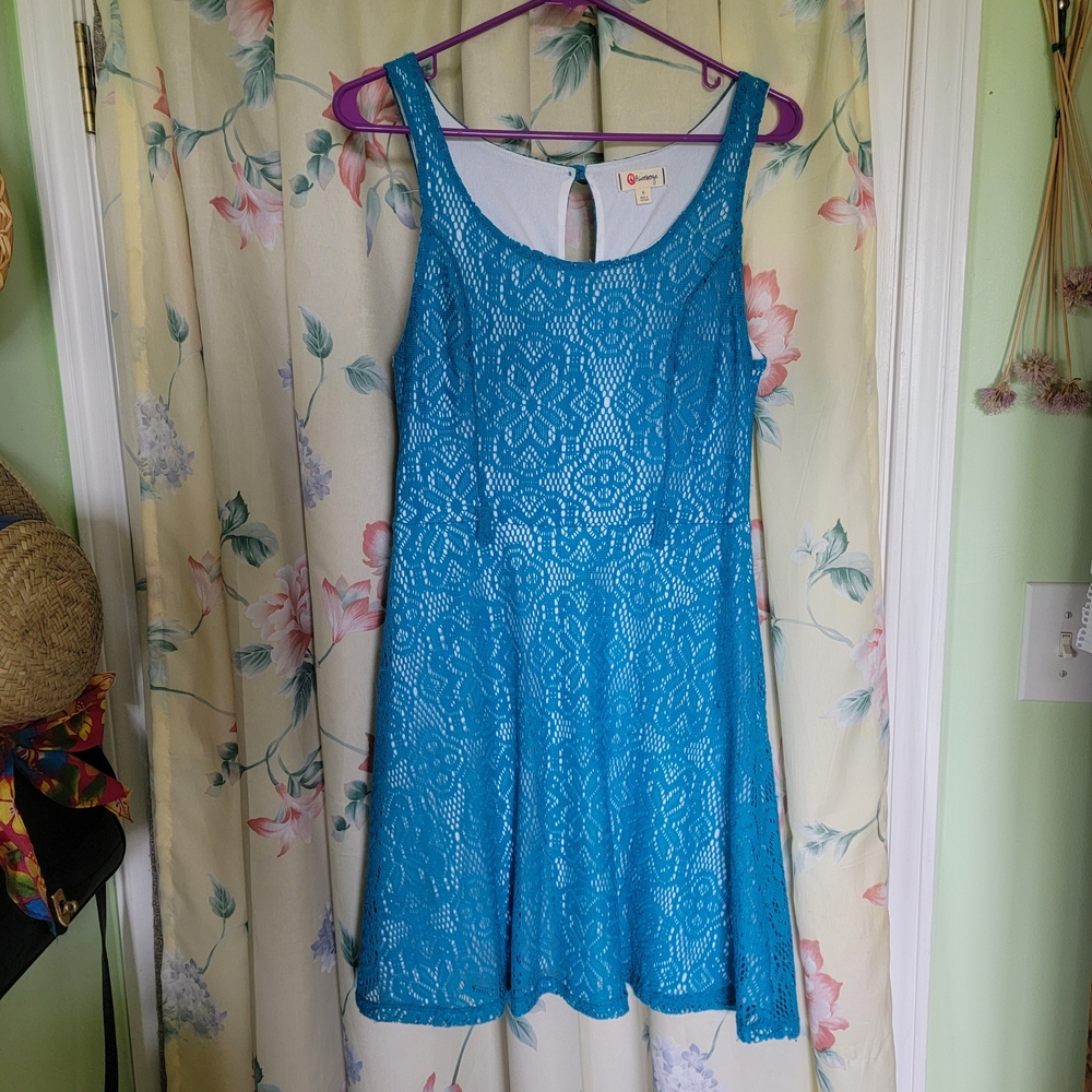 Isenboye turquoise and white lace sun dress size 5 women's small